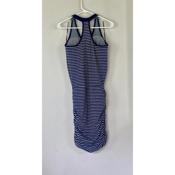 ATHLETA EMBER NAVY BLUE GRAY STRIPE RACERBACK SUPPORT TANK DRESS Womens Sz Small - Picture 11 of 12